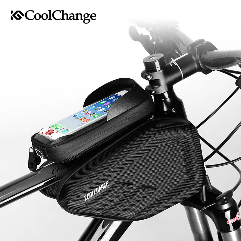 

Coolchange Cycling Bike Bag Touch Screen Waterproof Bicycle Front Tube Bag Road Mountain MTB Frame Phone Bag Bike Accessories
