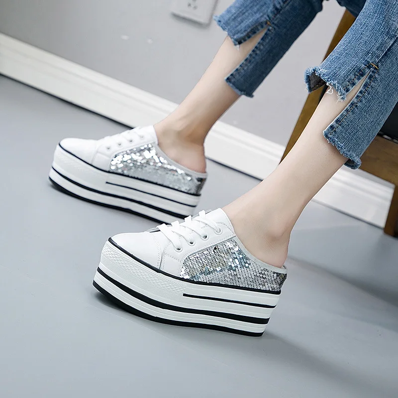 Женские летние кроссовки на платформе с блестками|Женские и кеды| |