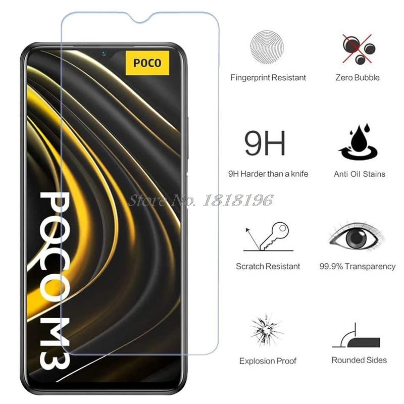 2 шт для Xiaomi Poco M3 закаленное стекло 9H 2.5D Премиум Защитная пленка экрана Little Pocophone