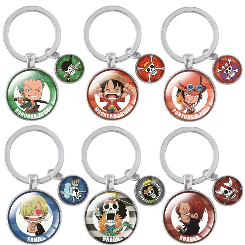 

Anime One Piece Keychains Holder Toys Cartoons Luffy Ace Sauron Figures Keychain Ring Accessories Pendant Toys for Children Gift