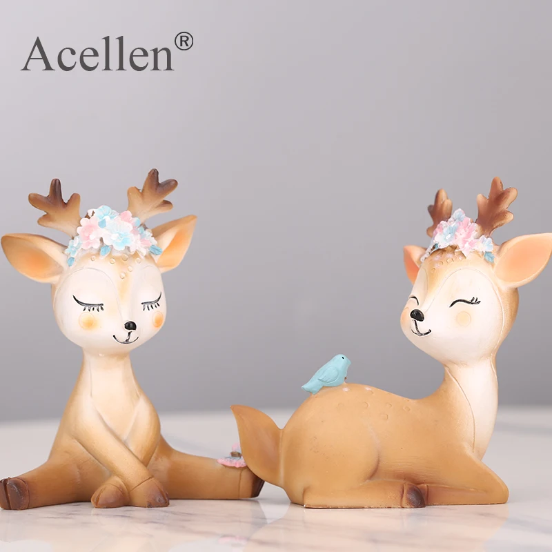 Милые миниатюрные садовые статуэтки Sika в виде оленя поделки из смолы фигурки