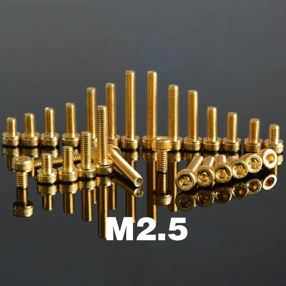 10 шт. M2/2,5/3/4 Золотой 12,9 Класс сплав Сталь Шестигранная Кепки Специальное крепление на голову на шурупе-DIN912 DIY модель автомобиля мебели крепеж