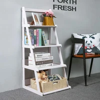 Wood Plastic 4-Tier Ladder Style Shelf Plant Stand  Bookcase Bookshelf White