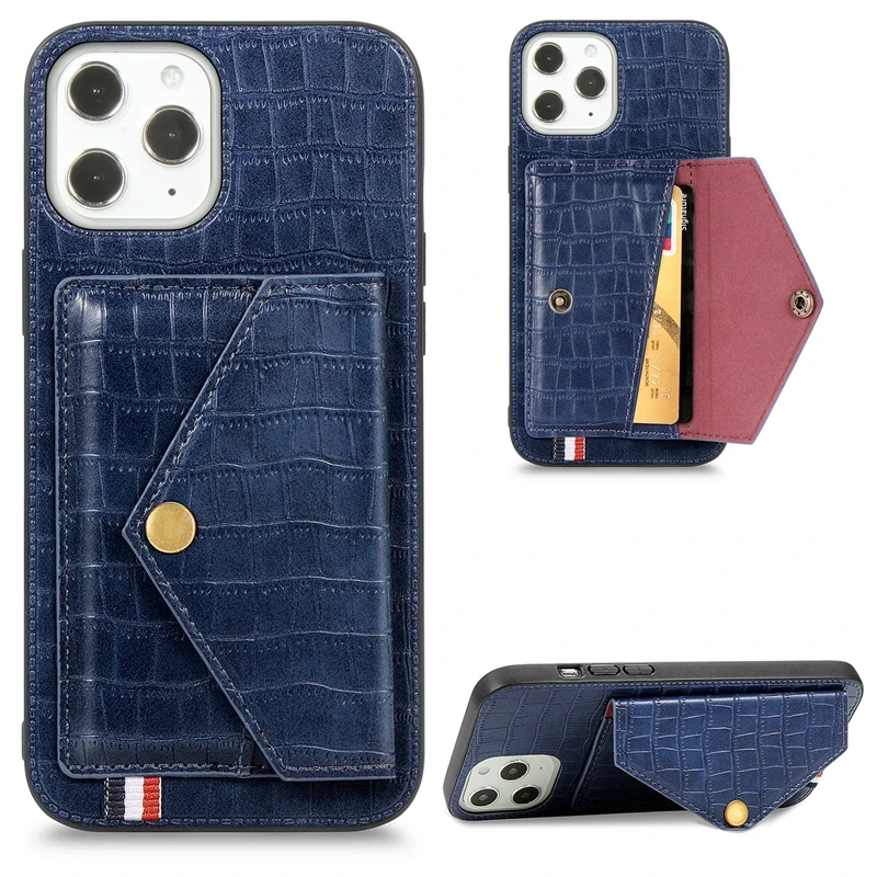 

for iPhone 6 7 8 XS XR 11 12 Pro Max Mini Corcodile Skin Leather Phone Case Cover With Magnetic Function 6 Colors