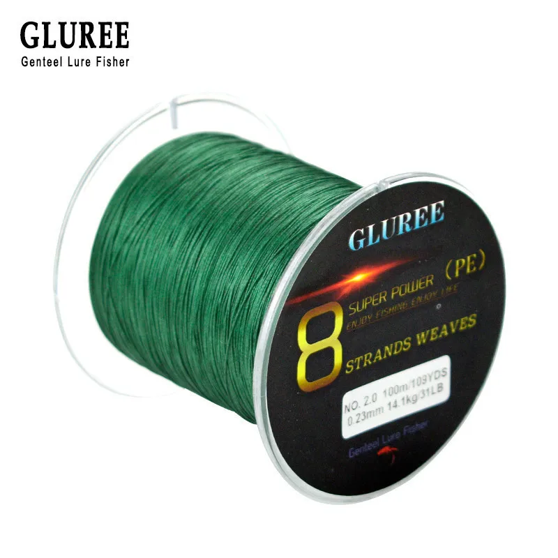 GLUREE 100 м/109 ярдов 8 стоит PE плетеная рыболовная леска из ПЭ 100% Комплексная линия