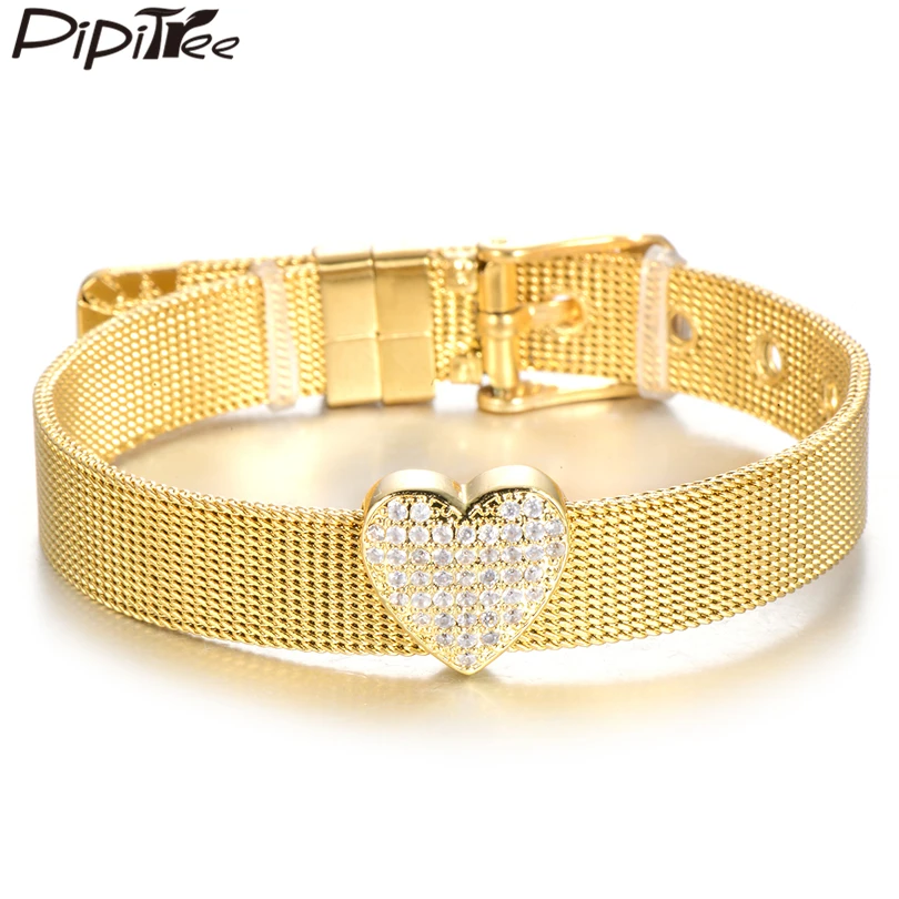 Романтический женский браслет Pipitree с подвесками в форме сердца из фианита