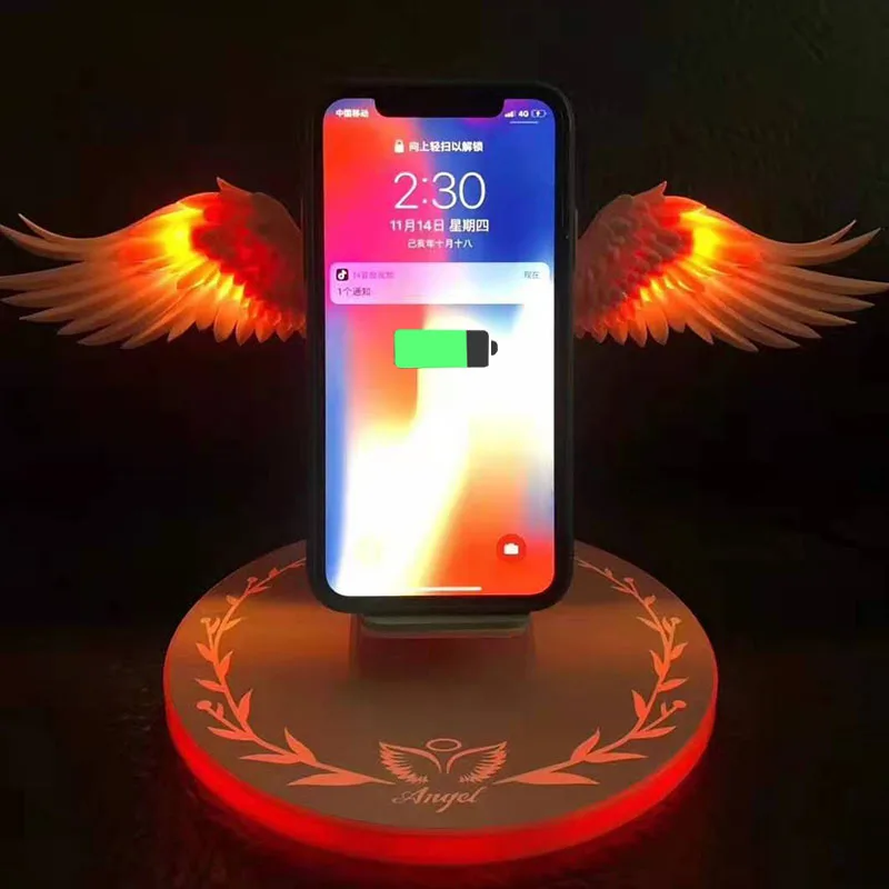 angel wings wireless charger qi wireless charger stand for iphone12 11 x xr 8 plus samsung wireless charging pad with wings free global shipping