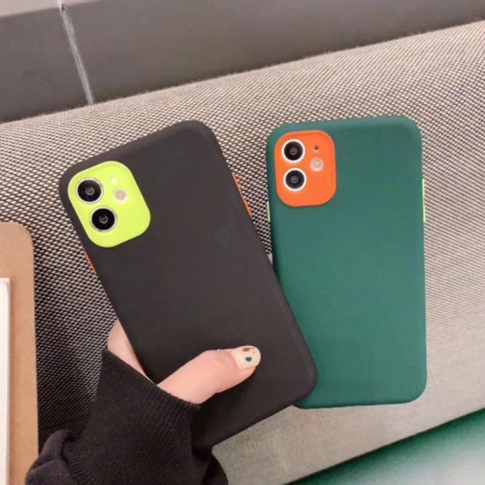 Soft Simple Fashion Silicone Phone Case For Apple iPhone 8 7 6 6S Plus X XR XS 11 pro MAX SE 2020 Jelly Contrast Color Cover | Мобильные