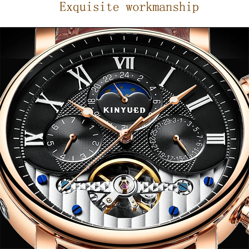 

KINYUED New Fashion Waterproof Mechanical Sport Stainless Steel Multifunction Men's Watch Automatic Watch Relogio Masculino J018