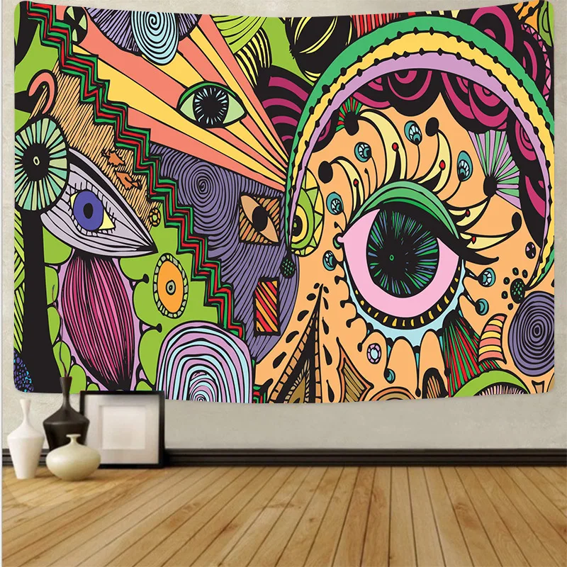 

Psychedelic art hanging cloth Home decoration tapestry Bedroom dormitory decorations abstract Colorful Printed background cloth