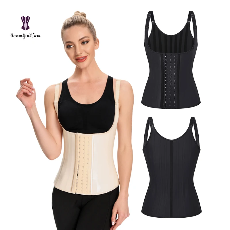 

Glossy Latex Fajas Slimming Girdle Waist Trainer Corselet Women Latex Vest 25 Bones Private Label