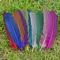 polka dot guinea hen feathers for crafts 1318cm 5 8 pheasant feather wedding feathers decoration carnaval assesoires plumas