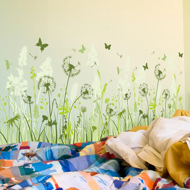 [SHIJUEHEZI] Dandelion Baseboard Sticker PVC Material DIY Flower Mural Decals for Kids Rooms Baby Bedroom Decoration | Дом и сад
