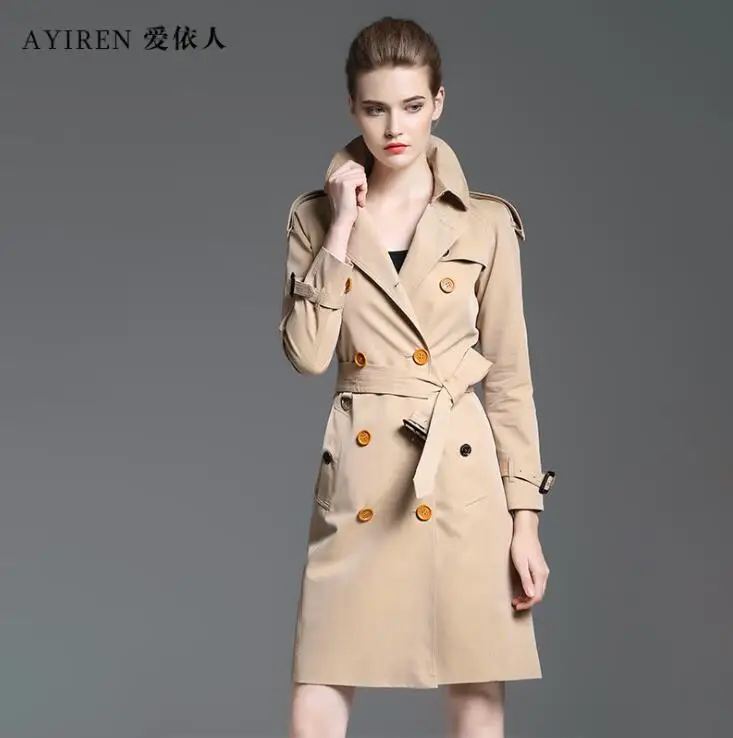 

Windbreaker women's tench coats mid-length khaki British style autumn 2020 new spring temperament casual style all-match jacket