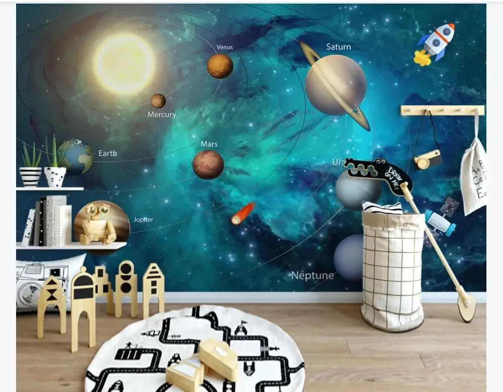 Пользовательские 3D обои космическая Вселенная детская комната звездное небо
