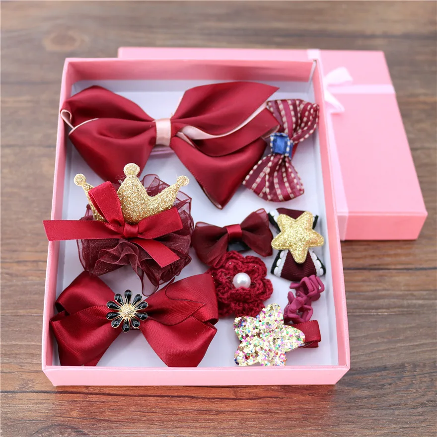 10pcs/set Girl Gift Cute Boutique Hair Headband Sweet Butterfly Tie Hairpins Barrettes Cotton Polyester Fashion Floral with Box | Детская