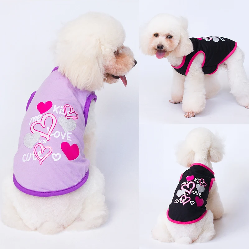 

Dog Clothes Small Medium Dogs XS-XL Simple Dog Accessory Cat T-shirt Heart Printed Pet Vest Sleeveless Summer Clothes Dog Shirt