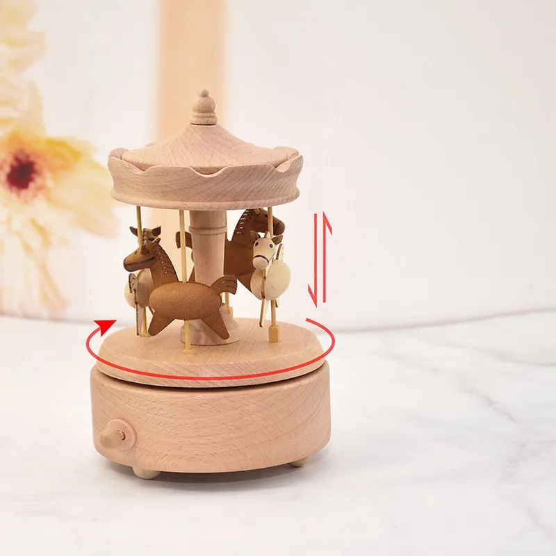 Деревянная карусель вверх и вниз музыкальная шкатулка архитектурная форма для