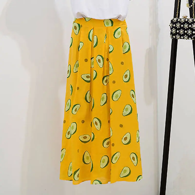Yellow skirt Комплект из двух предметов, спортивный костюм, летняя консервативная хлопковая зеленая короткая футболка+ зеленая длинная юбка, комплекты для женщин, модные юбки, костюмы, большие размеры - Цвет: Yellow skirt