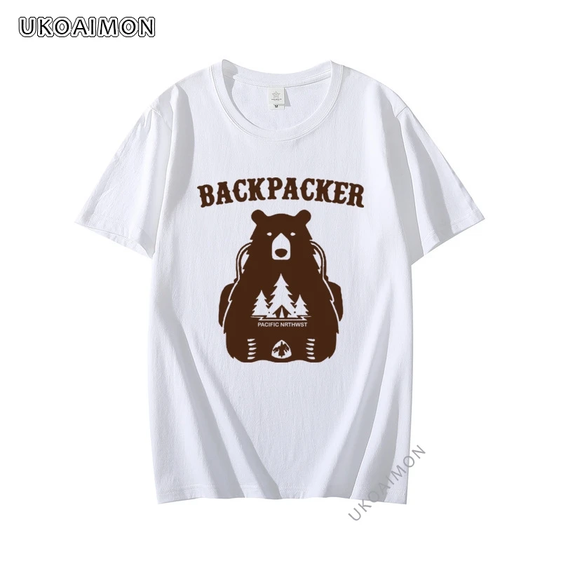 

Hot Sale Backpacker Bear Vintage Hiking T Shirt Retro Cotton Tee Shirts Oversized Youth T-Shirt Unisex Fitted Tees Prevalent