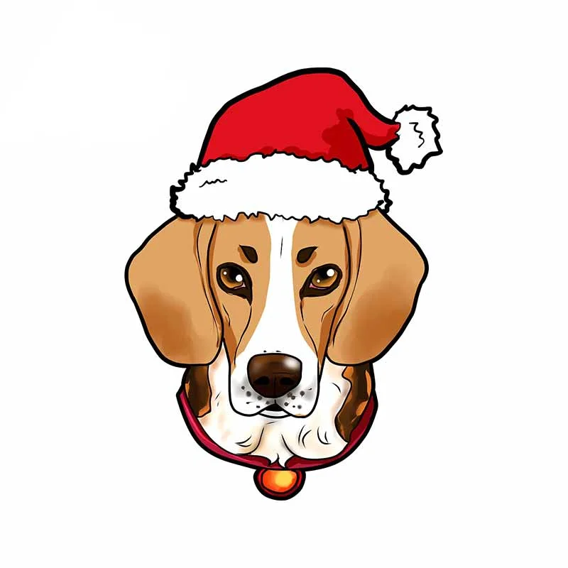

13cm x 9.8cm For Beagle Dog Christmas Car Styling Stickers Trunk Decal Vinyl Material Car Accessories Decoration