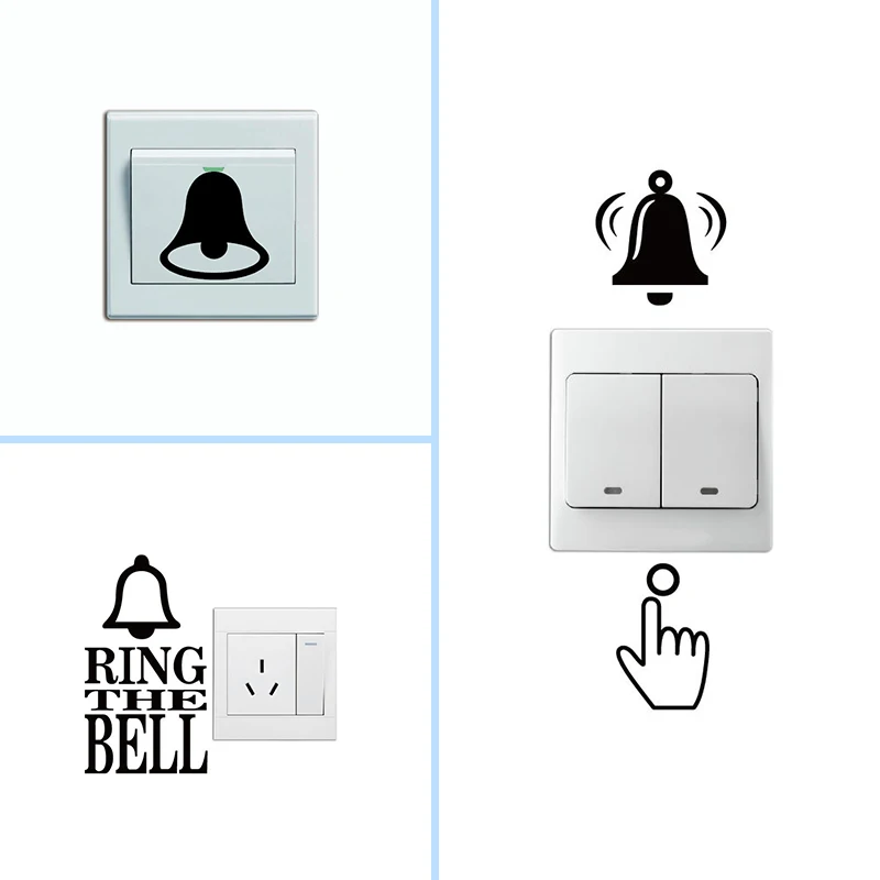 Кольцо колокольчик виниловый стикер для переключателя Забавный мультфильм