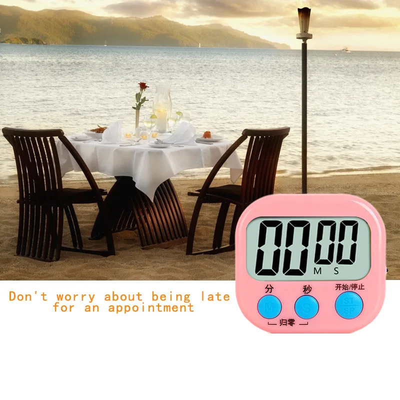 LCD Digital Kitchen Countdown And Count Up Timer Clock Cooking With Magnetic Backing Stand For Egg Soup Alarm |