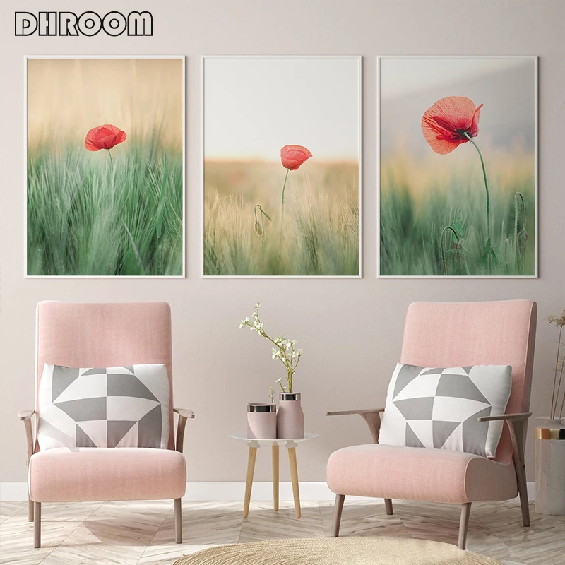 Постер с цветочным принтом Poppy настенное искусство ферма художественное поле