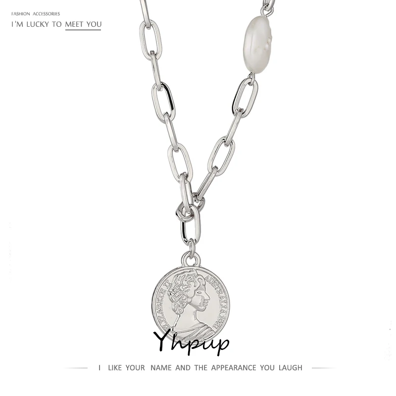 Модное ожерелье Yhpup с подвеской в виде монета портретом для женщин модное