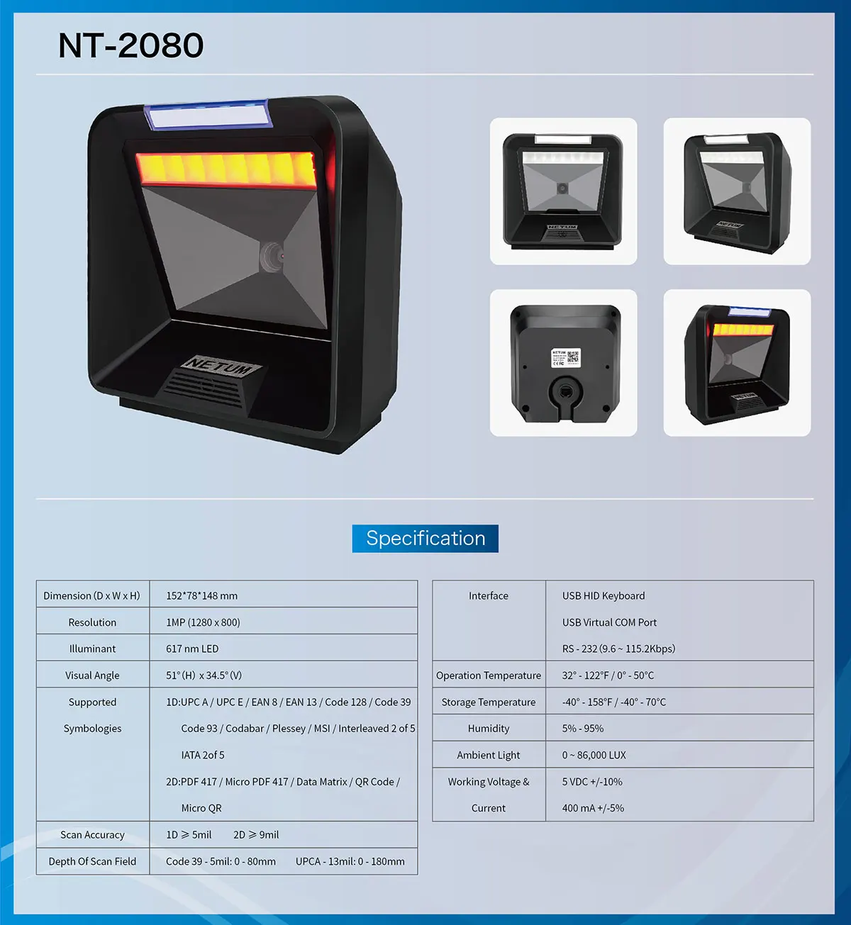 NT-2050 2D/QR Всенаправленный сканер штрихкодов pdf417 и NT-2030 1D планшетный настольный считыватель штрих-кодов для магазина NETUM