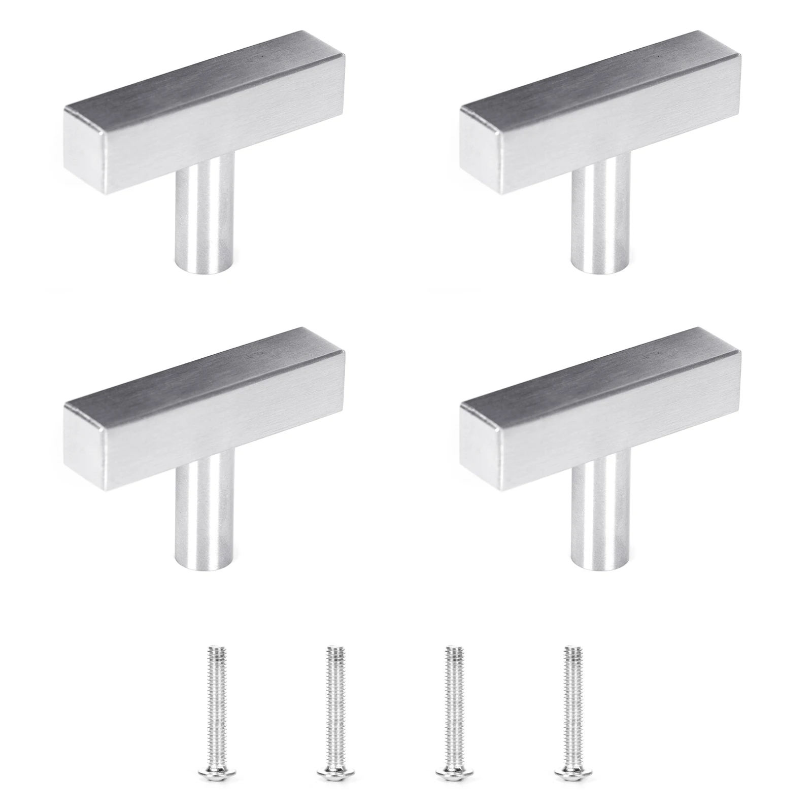 

4Pcs/Lot Square 1.97'' Silver Brushed Stainless Steel Handles(Single Hole)With Screws For Kitchen Cabinet,Furniture Drawer Pulls