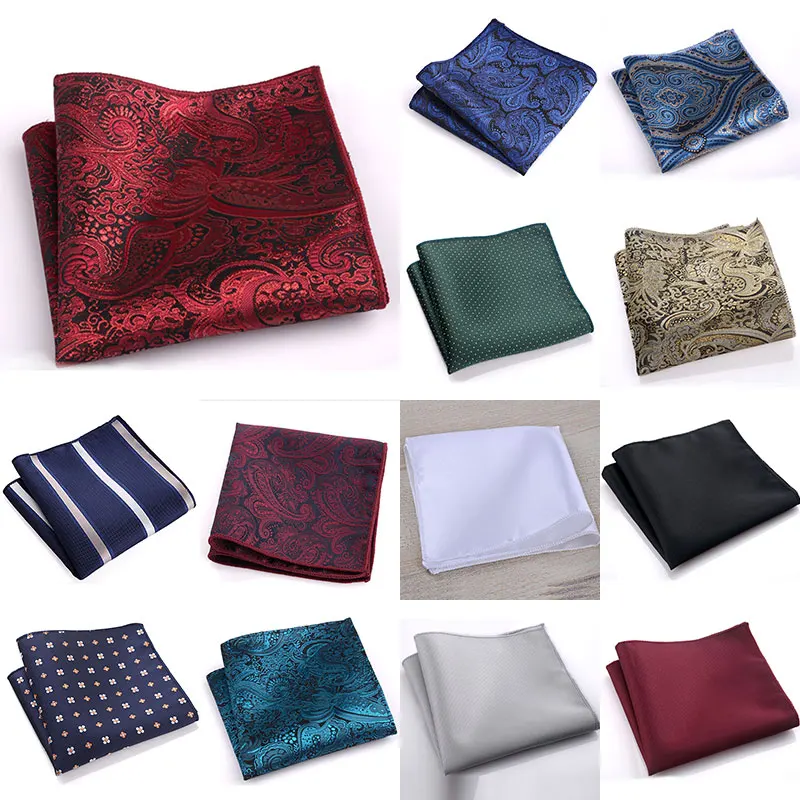 

Vintage Print Handkerchief Wedding Polyester Striped Hanky Men's Fashion Pocket Square Towel Luxury Chest Towel High Quality