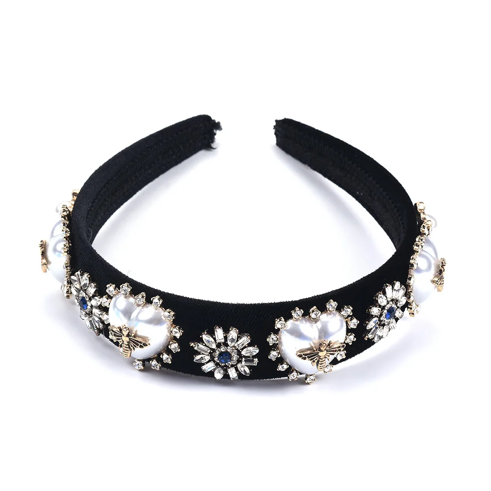 2020 Newest Brand Statement ZA Hairband Women Hair Jewelry Fashion Faux Pearl Crystal Flowers Headband Home Headwear Female