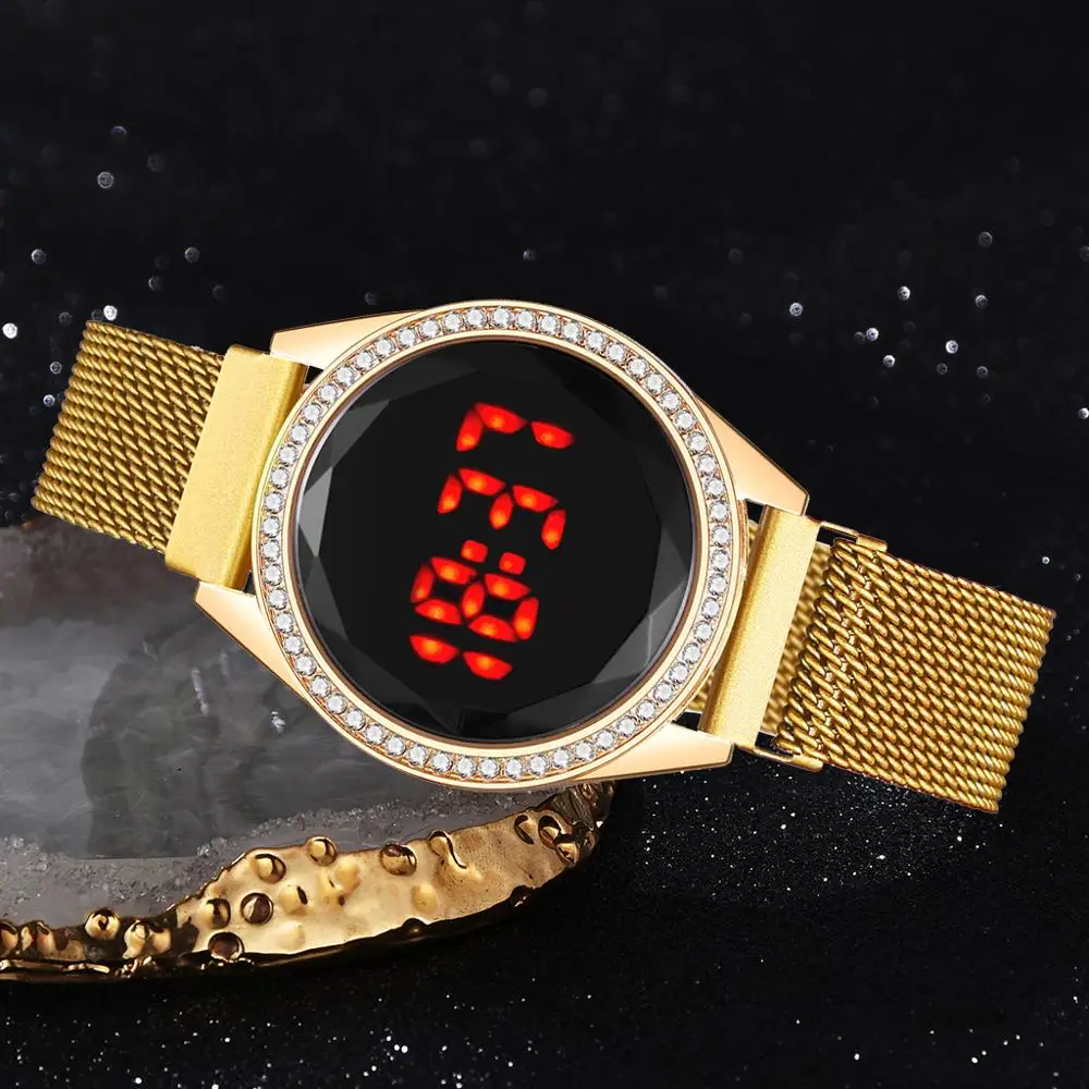 

Luxury Digital Magnetic Watches For Women Rose Gold Diamond LED Ladies Quartz Watch Female Clock Relogio Feminino Dropshipping