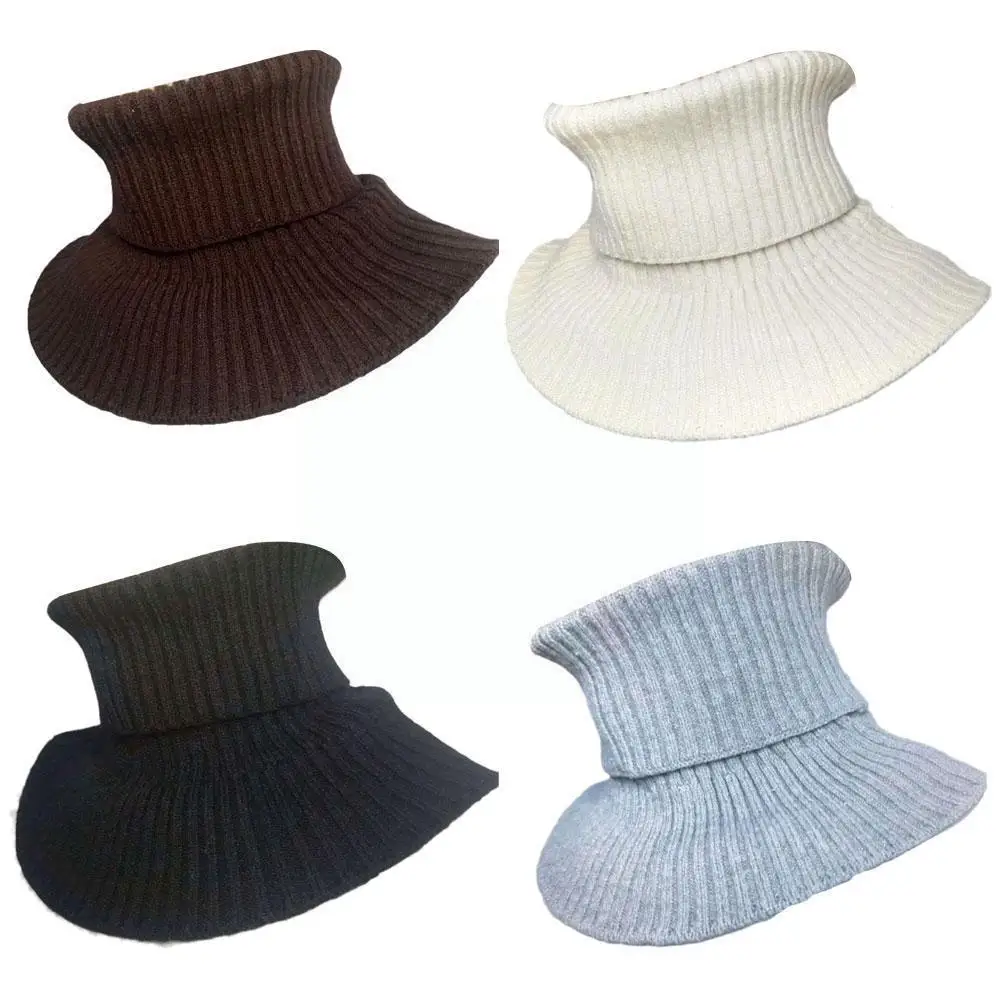 

Fashion Men Knitted Fake Collar Bib Elastic Shirt Detachable Ribbed Fake Collar False Knitted Turtleneck Men Collar Scarf C M0V5