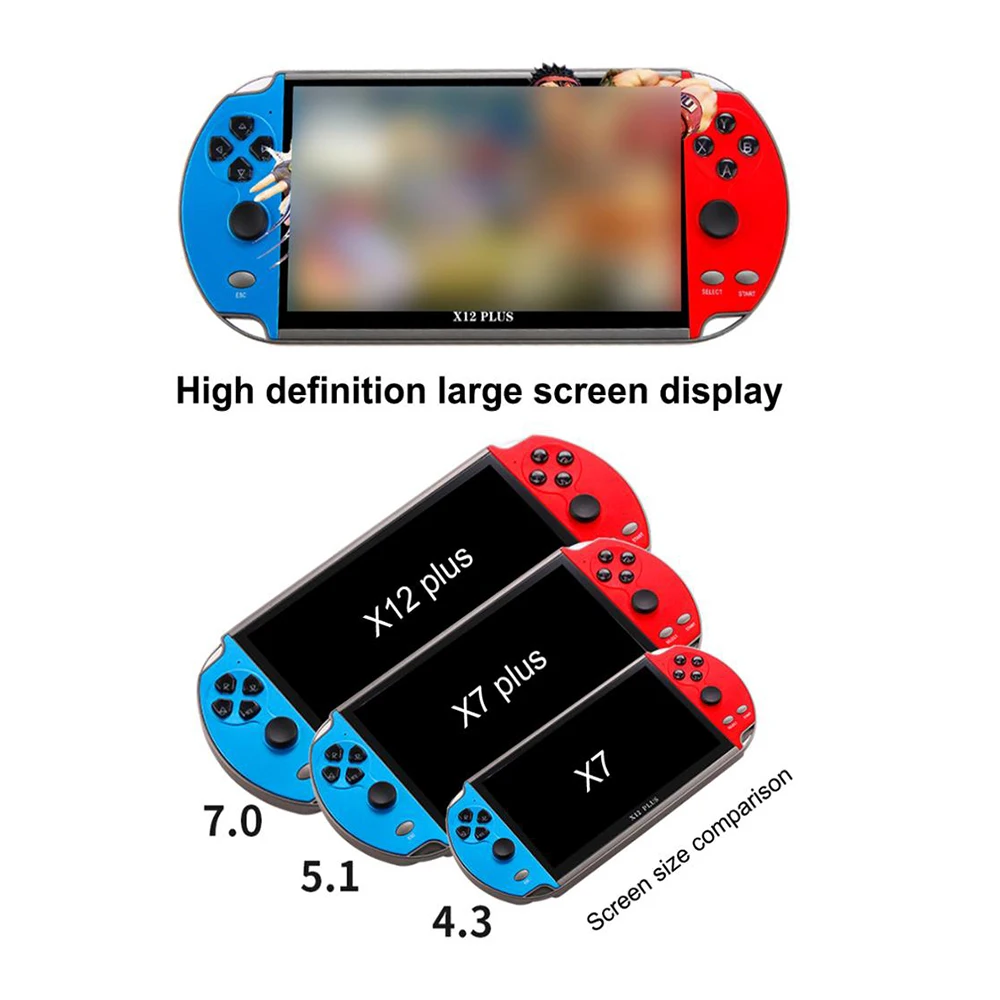

X12 Plus 7 inch 16GB Handheld Double Joystick Game Controller Spupport AV Output TF Card Video Game Console Built in 1000 Games