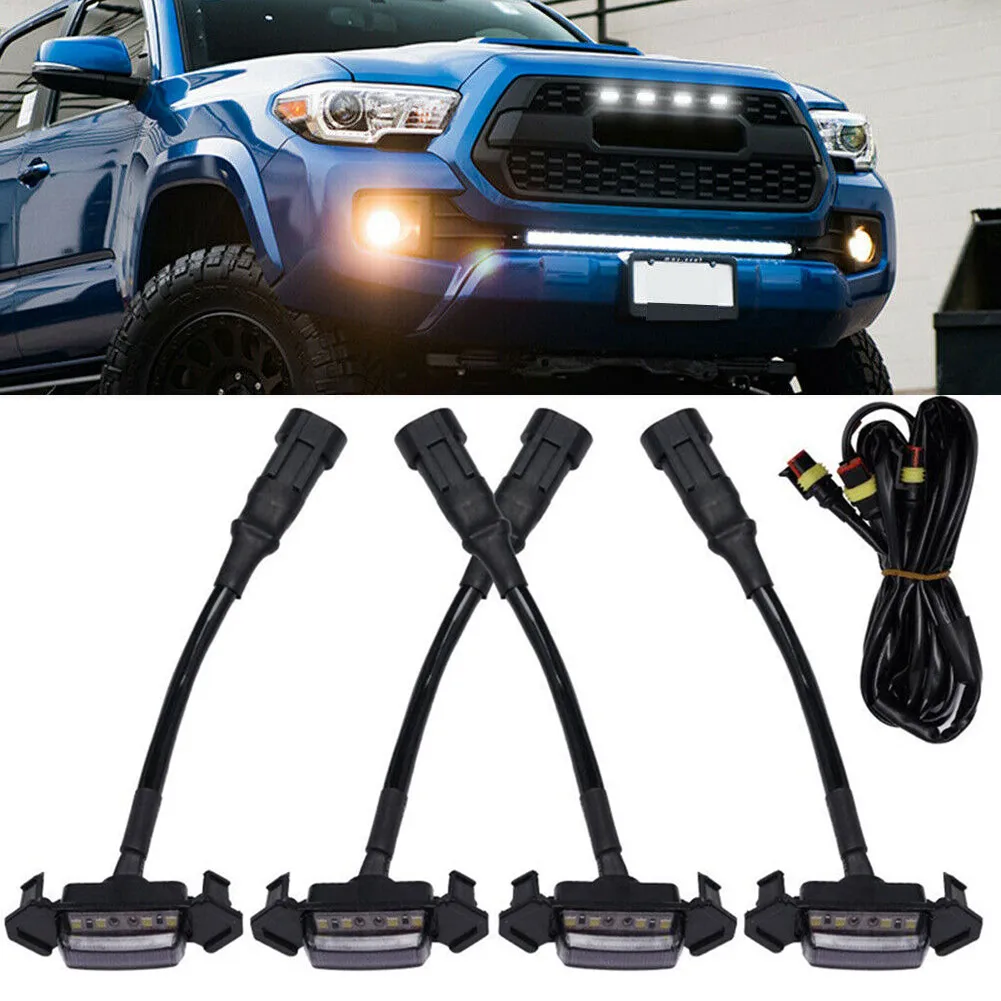 

12-24V DC Grille LED Lights For Toyota Tacoma Raptor Style TRD Pro White Lens