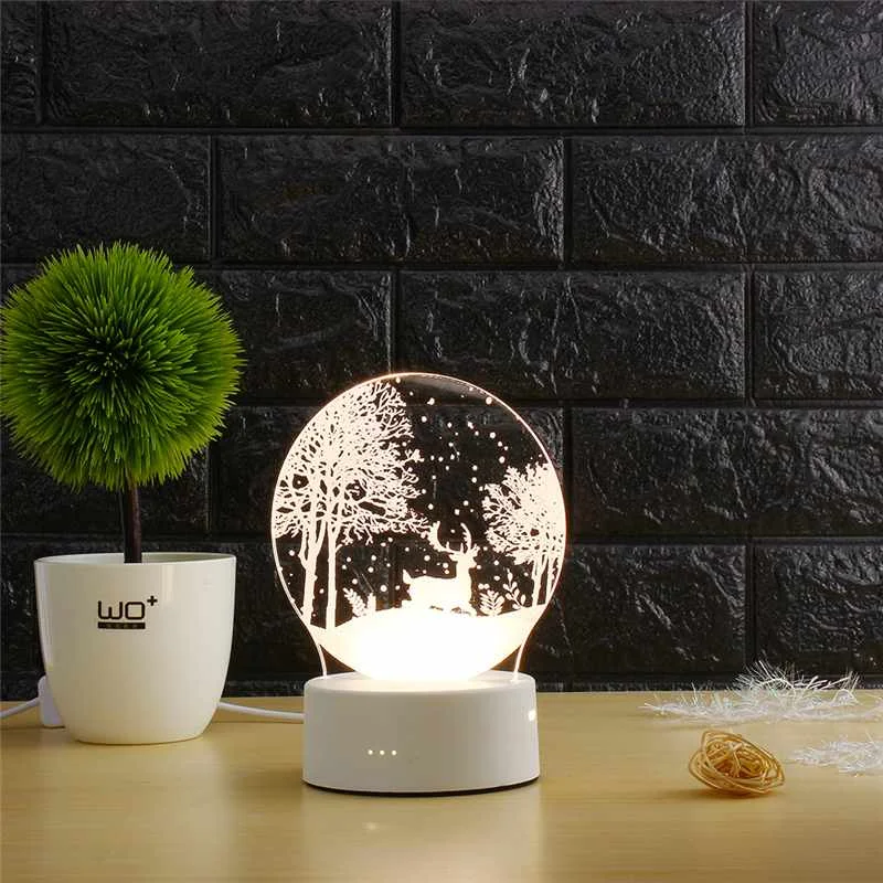 Snow Deer ARILUX 3D пластина креативная Светодиодная лампа 3D светодиодный оригинальная Ночная подсветка Иллюзия Ночная лампа 3D иллюзия Настольная лампа для дома декоративная - Цвет: Snow Deer