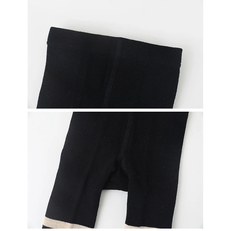 Винтажные колготки в черную и золотую полоску для школьниц Осенние Колготки