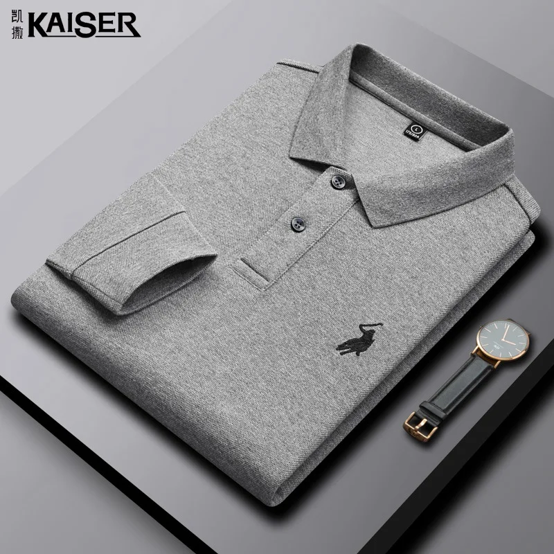 

Caesars Men's 2021 Fall Business Long Sleeve Embroidered Polo Polo Shirt Men's Slim Lapel T-Shirt Men футболка мужская
