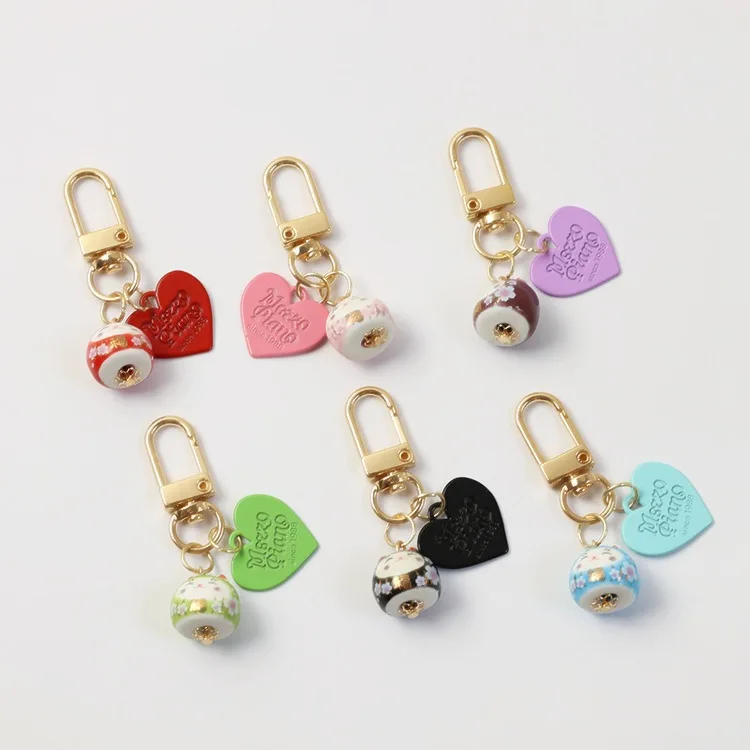 

Japanese Alloy Keychain Pendant Ceramic Cat Ornaments Cool Fashion Creative Bag Car Accessories Lanyard