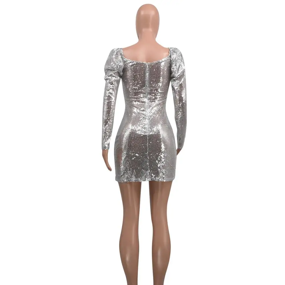Adogirl Сексуальное Серебряное блестящее лоскутное вечернее Клубное облегающее