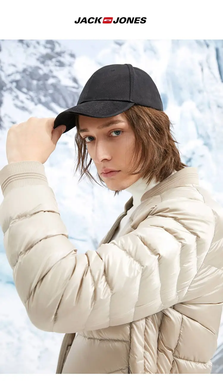 JackJones Для мужчин зимняя куртка Бейсбольным воротником короткая теплая куртка-пуховик 218412507