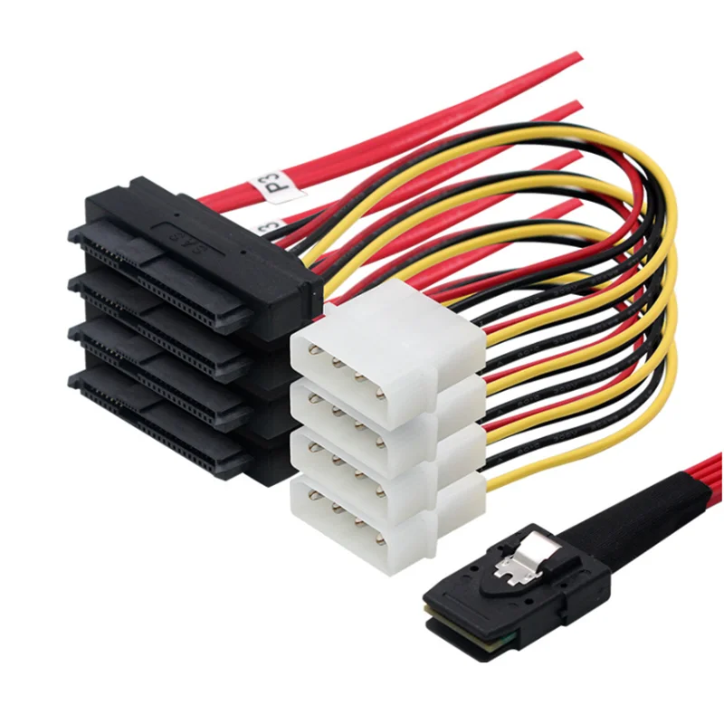 Фото Внутренний Mini SAS 36-Pin SFF-8087 To 4 29-Pin SFF-8482 кабель с 4-контактным разъемом питания