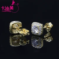 cadermay 14k18k yellow gold round halo moissanite diamond earrings 5mm stone lab grown diamond moissanite ear studs