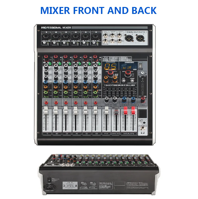 Аудиомикшер DJ USB Микшер GX6 6ch реверберация 16DSP 48В фантомный цифровой дисплей Bluetooth