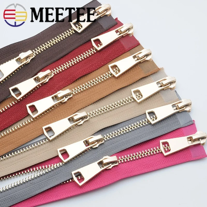 Meetee 5 #120 см золотые металлические молнии Двойные открытые Слайдеры для шитья
