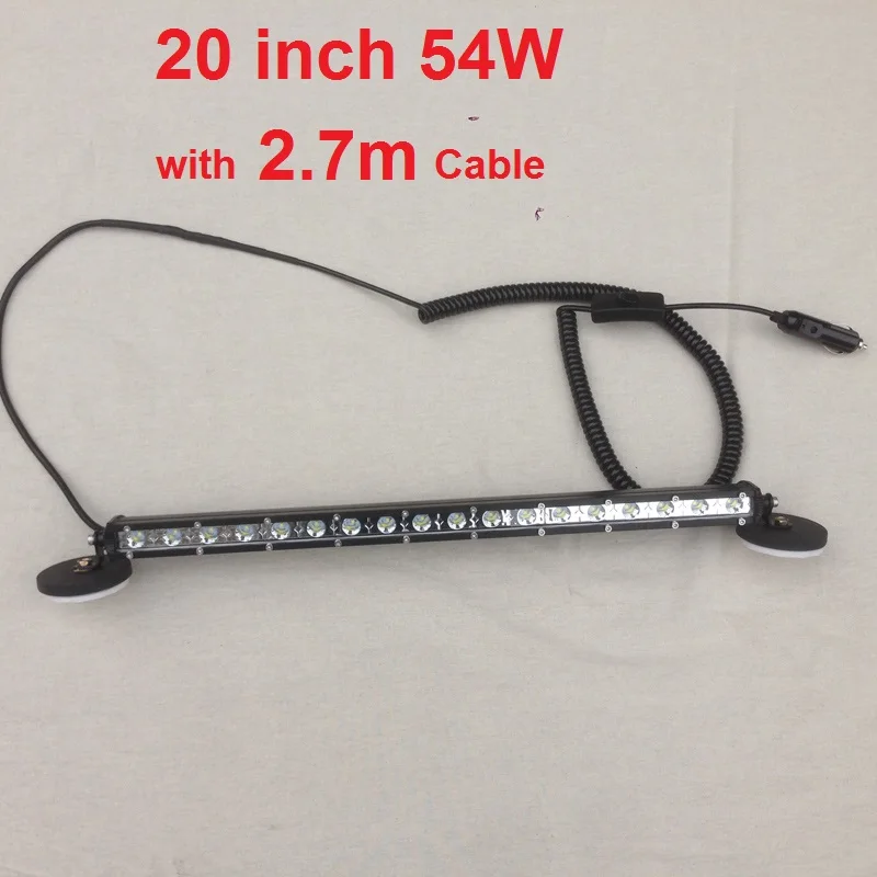 54w with 270cm wire 20 дюймов 54 Вт супер тонкий автомобильный светодиодный бар магнитный держатель лампы Авто крыша капот внедорожный светильник бар комплект пятно/Наводнение вождения головной светильник противотуманная фара - Цвет: 54w with 270cm wire