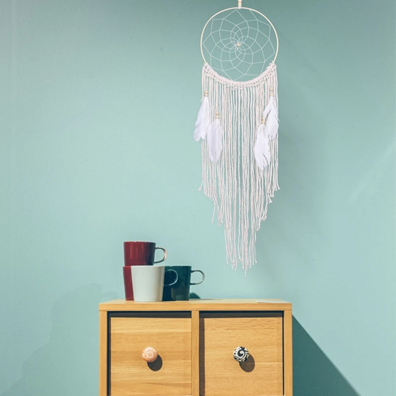 

Handmade Dream Catcher Net with Feathers Wall Hanging Dreamcatcher Craft Gift Christmas Decoration for Home - 72cm