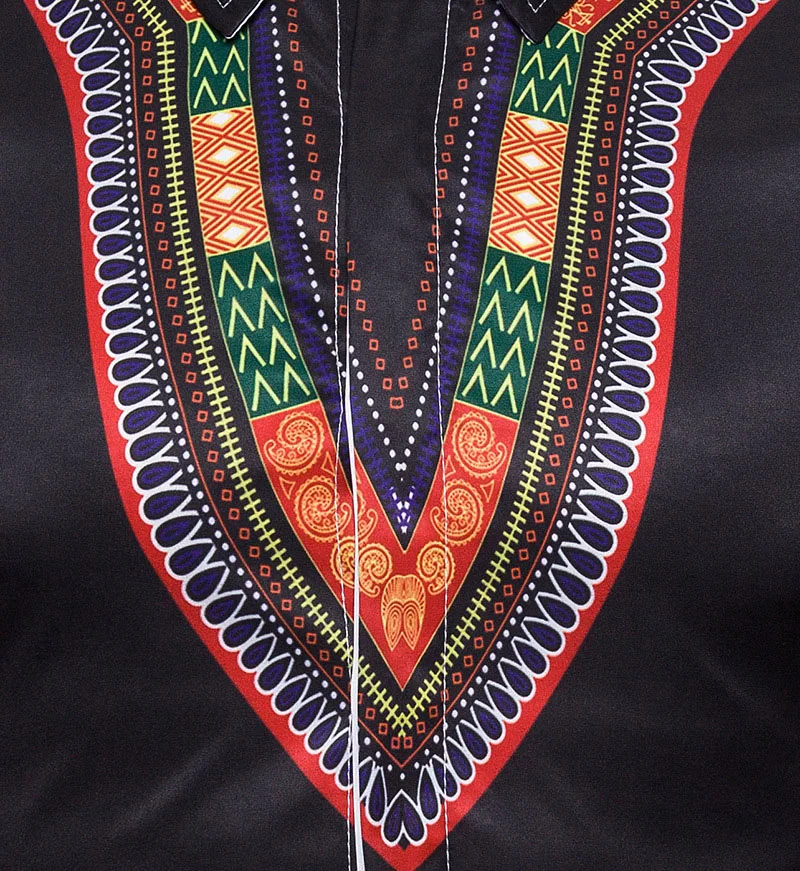 Для взрослых женщин черная африканская Дашики полированная Печать рубашка